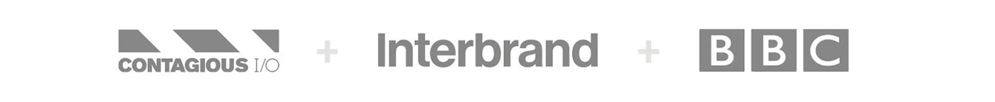 Coverage logos — Contagious I/O, Interbrand and BBC
